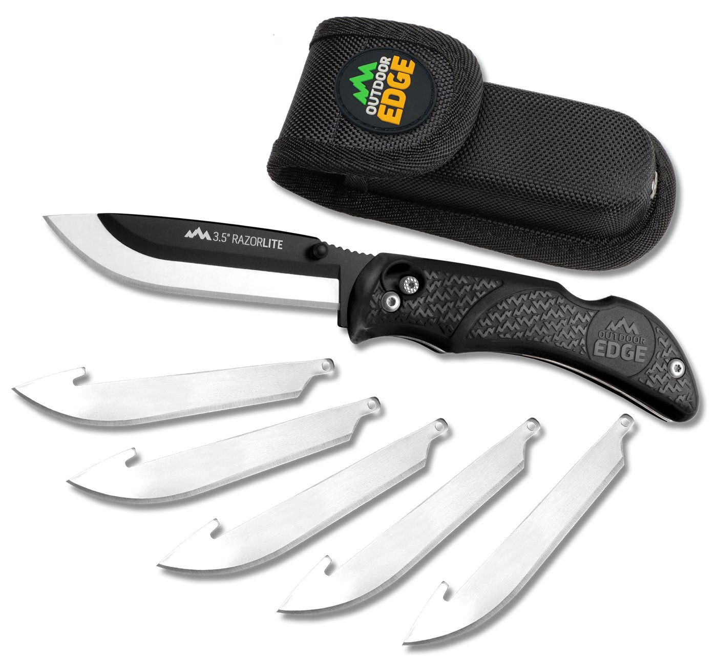 Outdoor Edge Razor-Lite Folding Knife, (6 Blades, Clam), Black