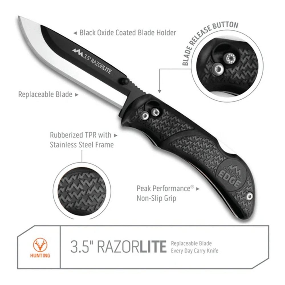 Outdoor Edge Razor-Lite Folding Knife, (6 Blades, Clam), Black view 7