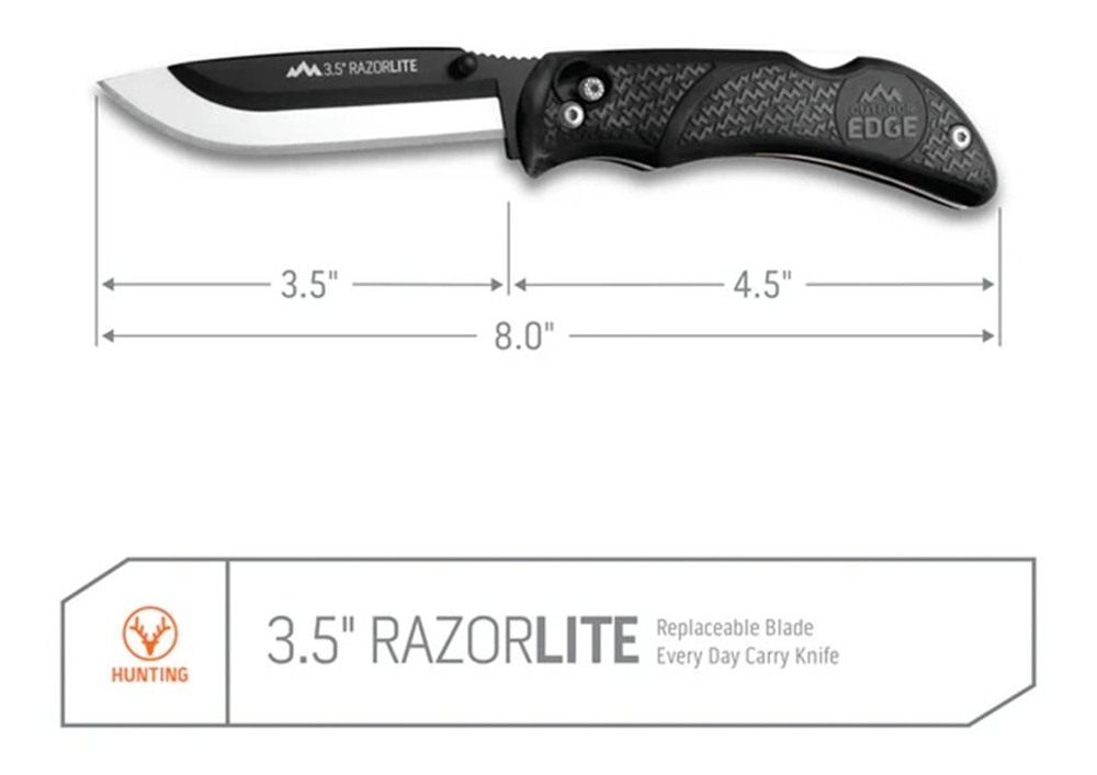 Outdoor Edge Razor-Lite Folding Knife, (6 Blades, Clam), Black view 8