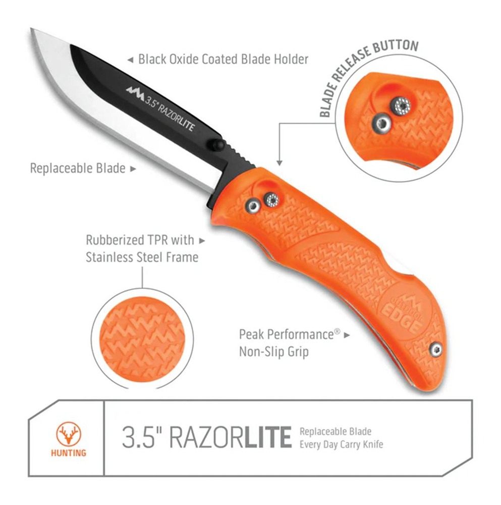 Outdoor Edge RB20C RazorLite 3.50in Folding Plain Black Oxide 420J2 SS Blad view 6