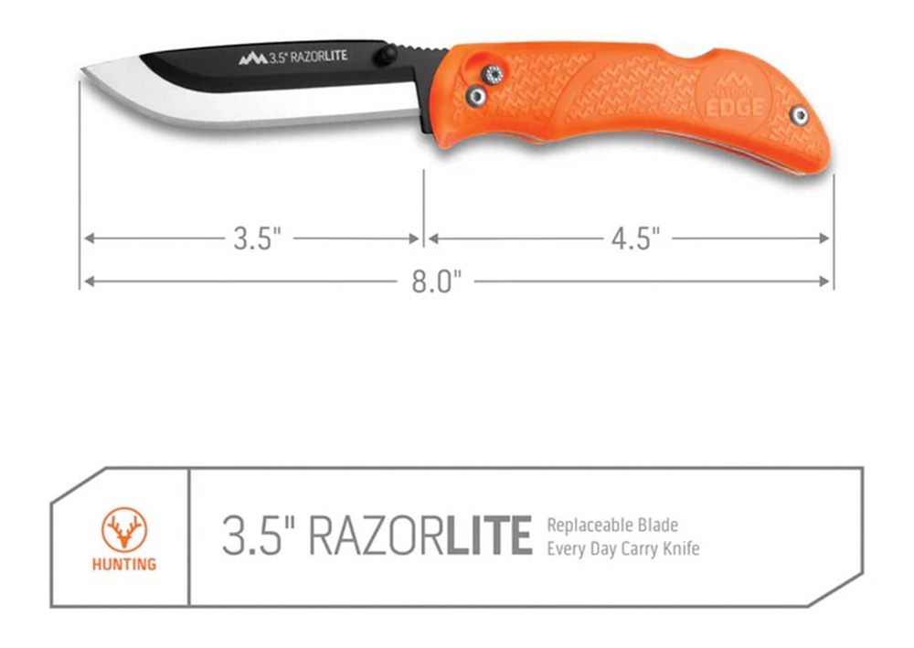 Outdoor Edge RB20C RazorLite 3.50in Folding Plain Black Oxide 420J2 SS Blad view 7