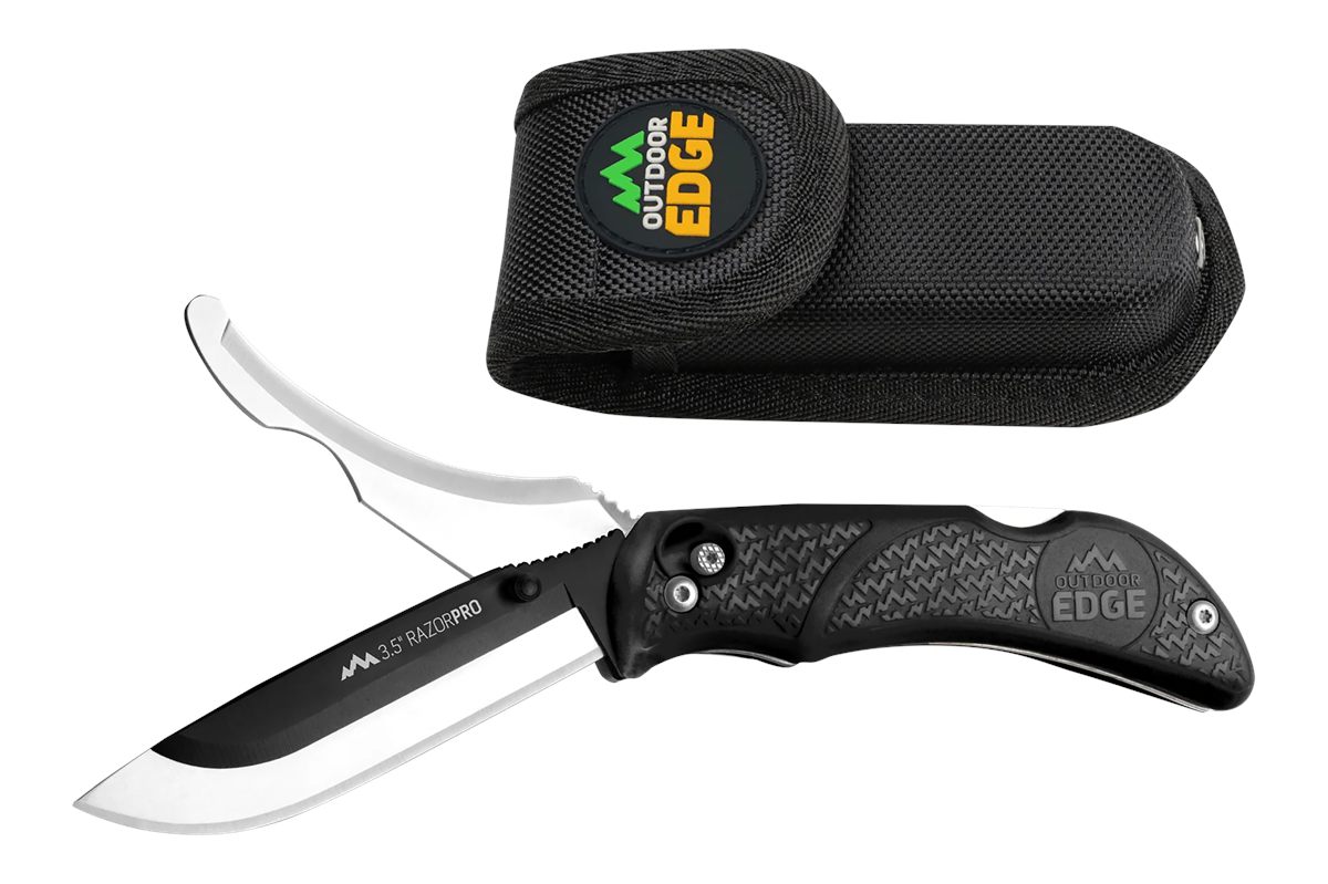 Outdoor Edge RO10C RazorPro 3.50in Folding Razor/Gut Plain 420J2 SS Blade