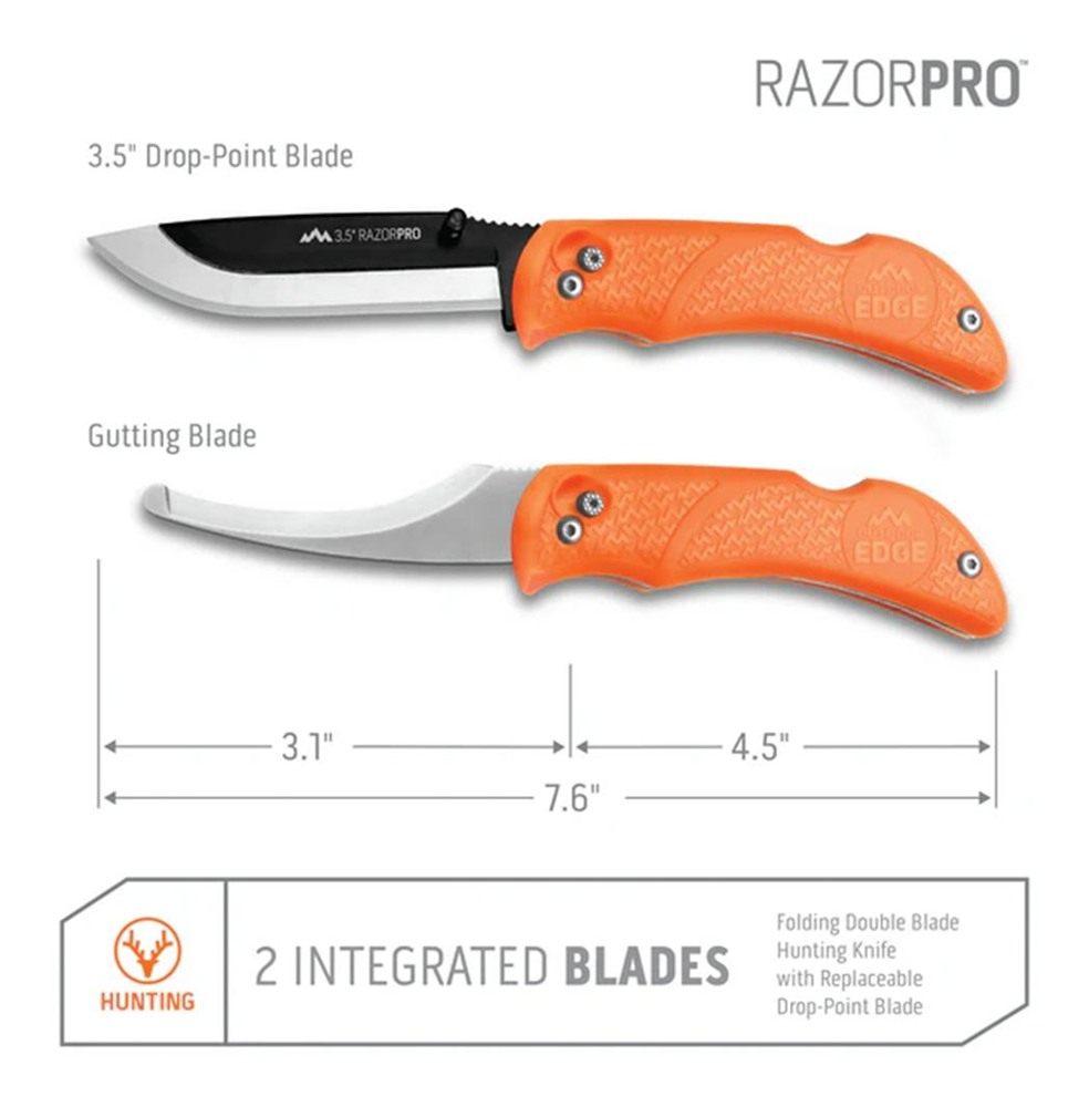 Outdoor Edge RO10C RazorPro 3.50in Folding Razor/Gut Plain 420J2 SS Blade view 3