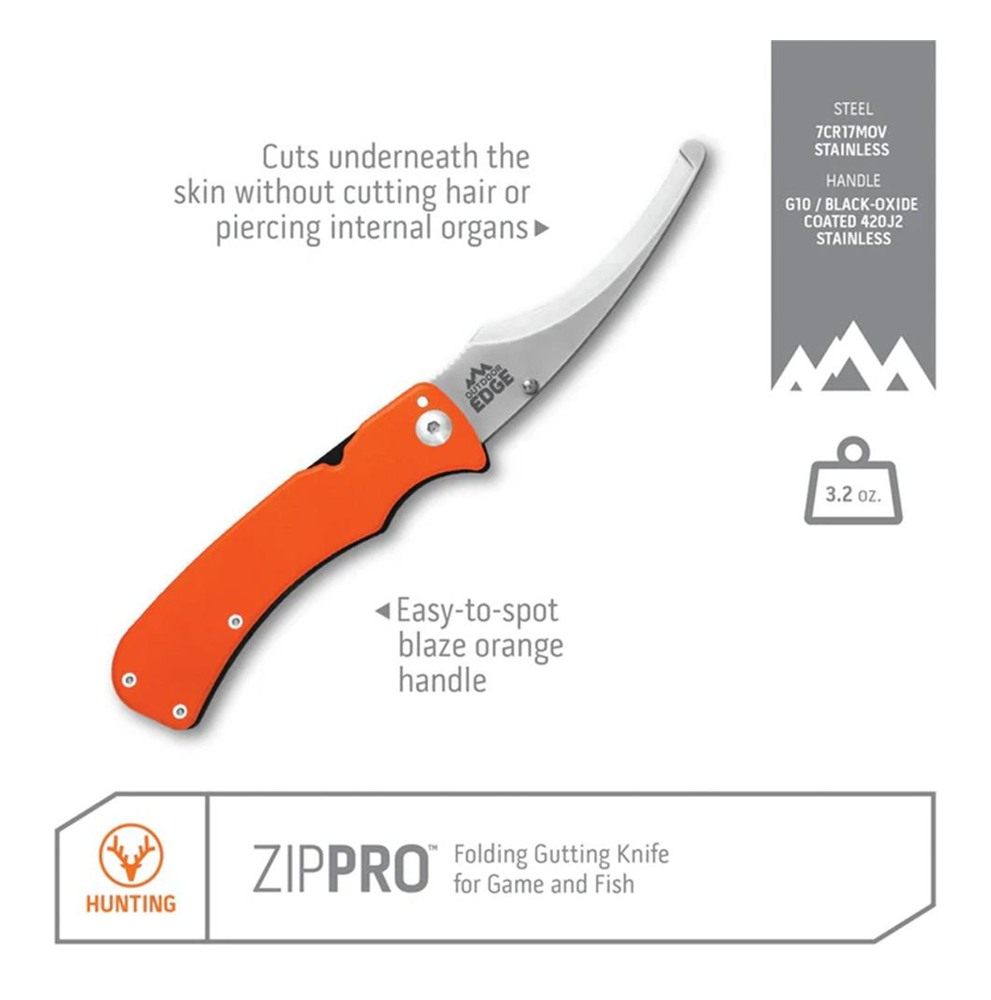 Outdoor Edge ZipPro - Folding Gutting/Rescue Knife with 3.5in Blade for Hun view 2