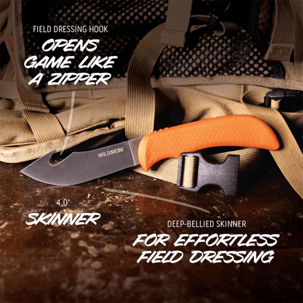 Outdoor Edge Wildskin Fixed Knife 4in Guthook Blade Orange view 2