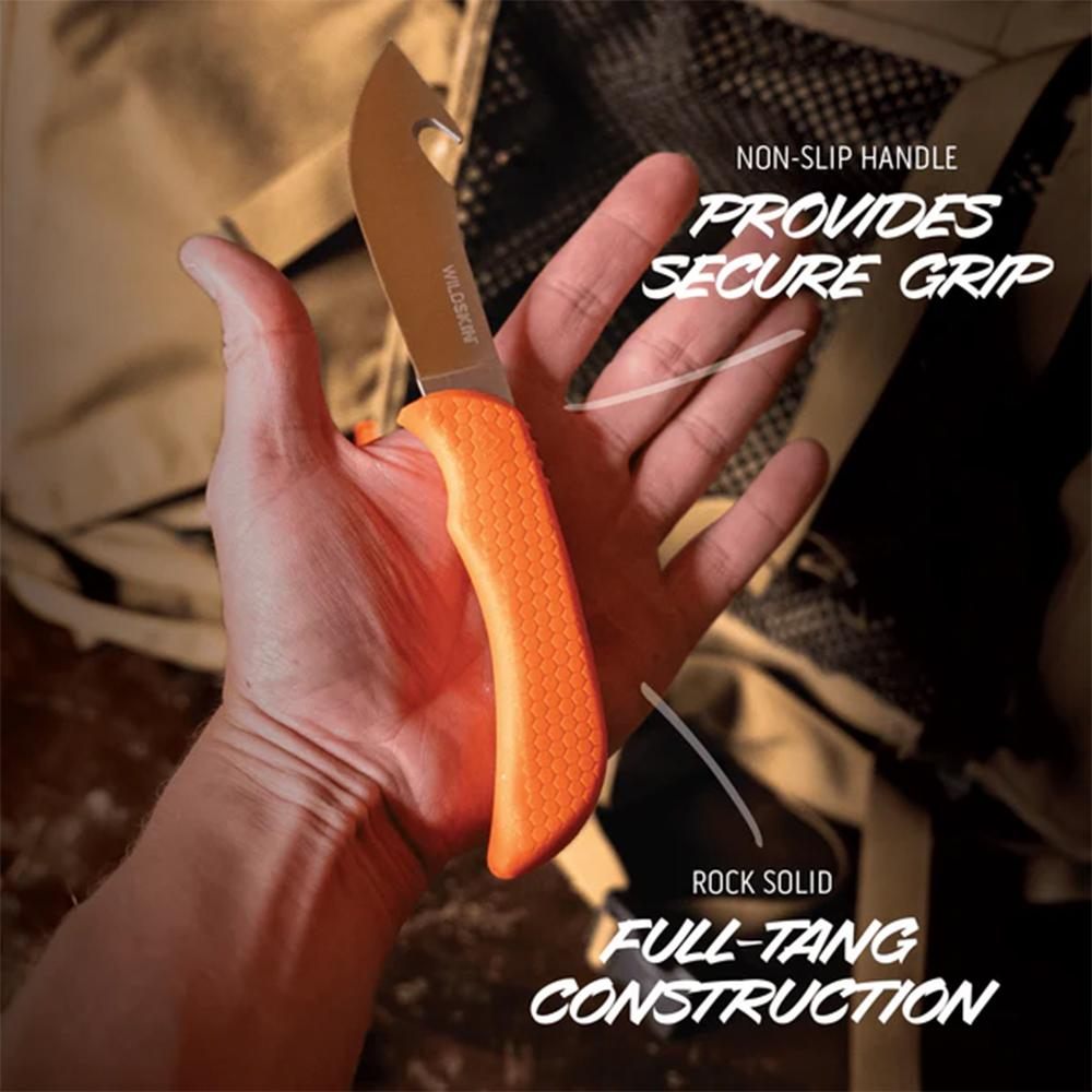 Outdoor Edge Wildskin Fixed Knife 4in Guthook Blade Orange view 3