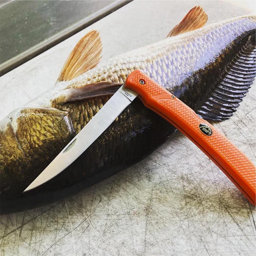 Outdoor Edge FieldBone Folding Knife 5in Boning Blade Orange