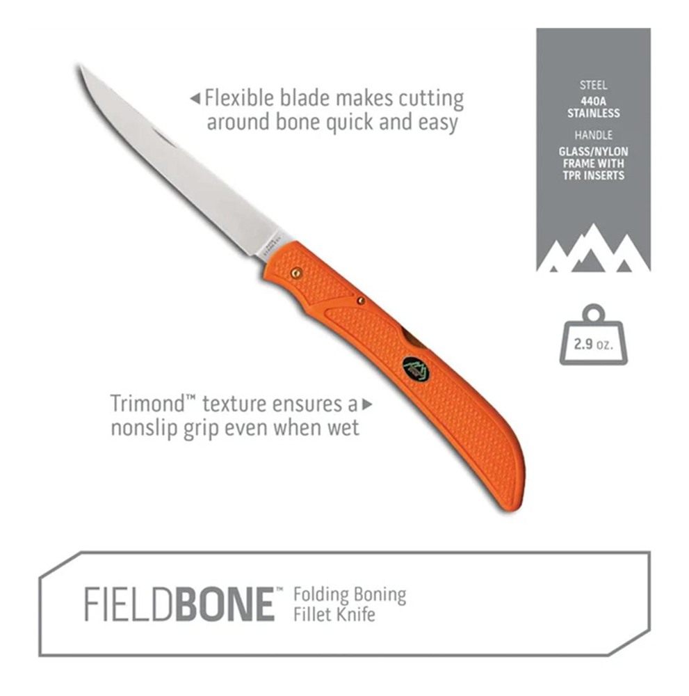 Outdoor Edge FieldBone Folding Knife 5in Boning Blade Orange view 2