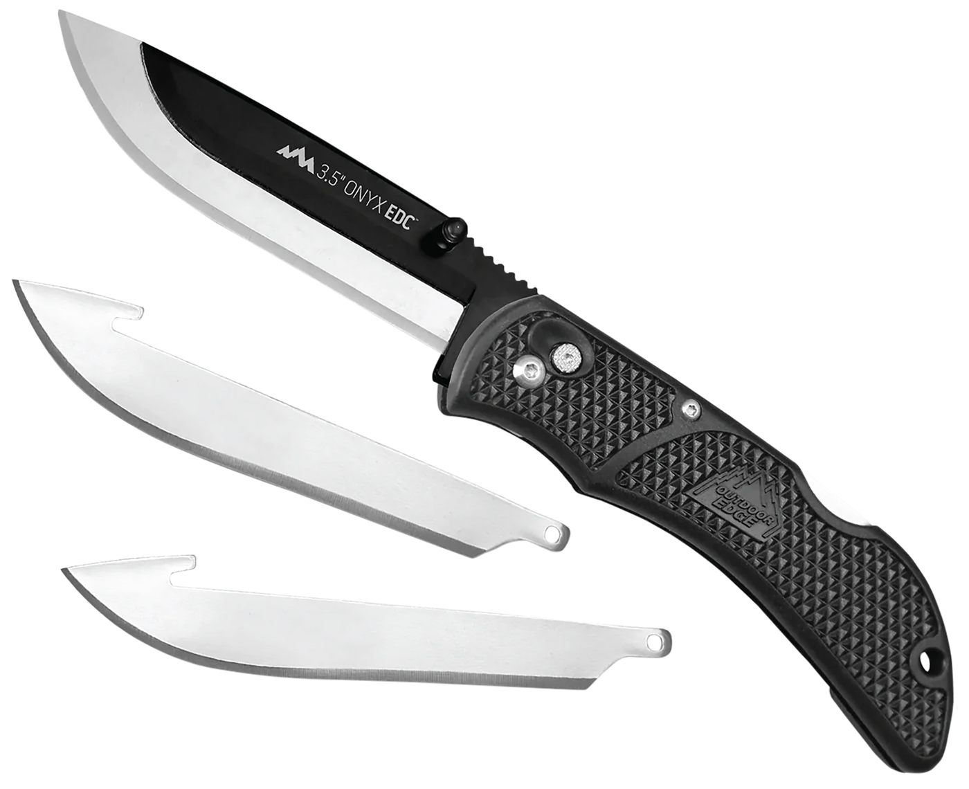 Outdoor Edge OX10C Onyx 3 Blades, 3.50in Folding Drop Point Plain Satin/Bla