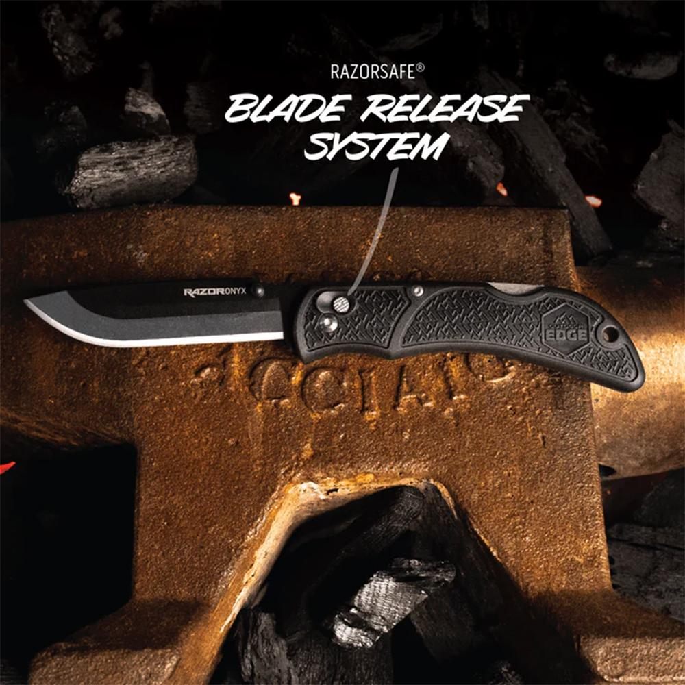 Outdoor Edge OX10C Onyx 3 Blades, 3.50in Folding Drop Point Plain Satin/Bla view 2
