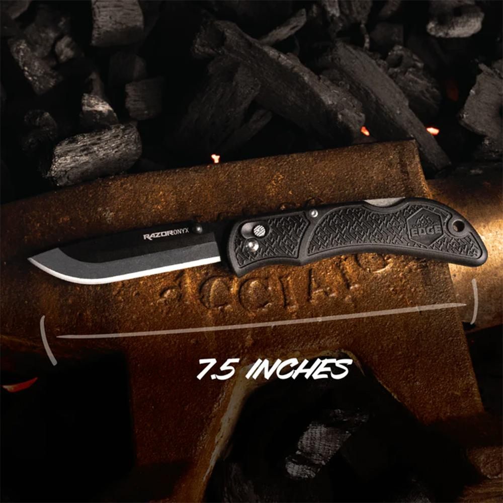 Outdoor Edge OX10C Onyx 3 Blades, 3.50in Folding Drop Point Plain Satin/Bla view 3