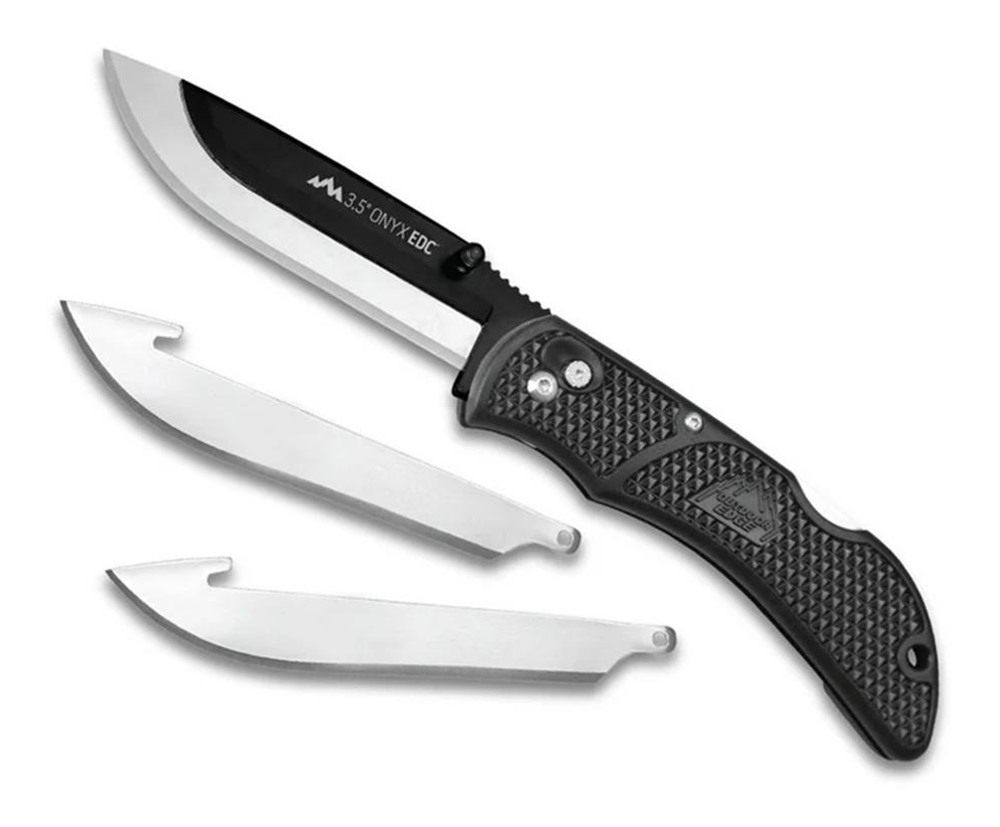 Outdoor Edge OX10C Onyx 3 Blades, 3.50in Folding Drop Point Plain Satin/Bla view 6