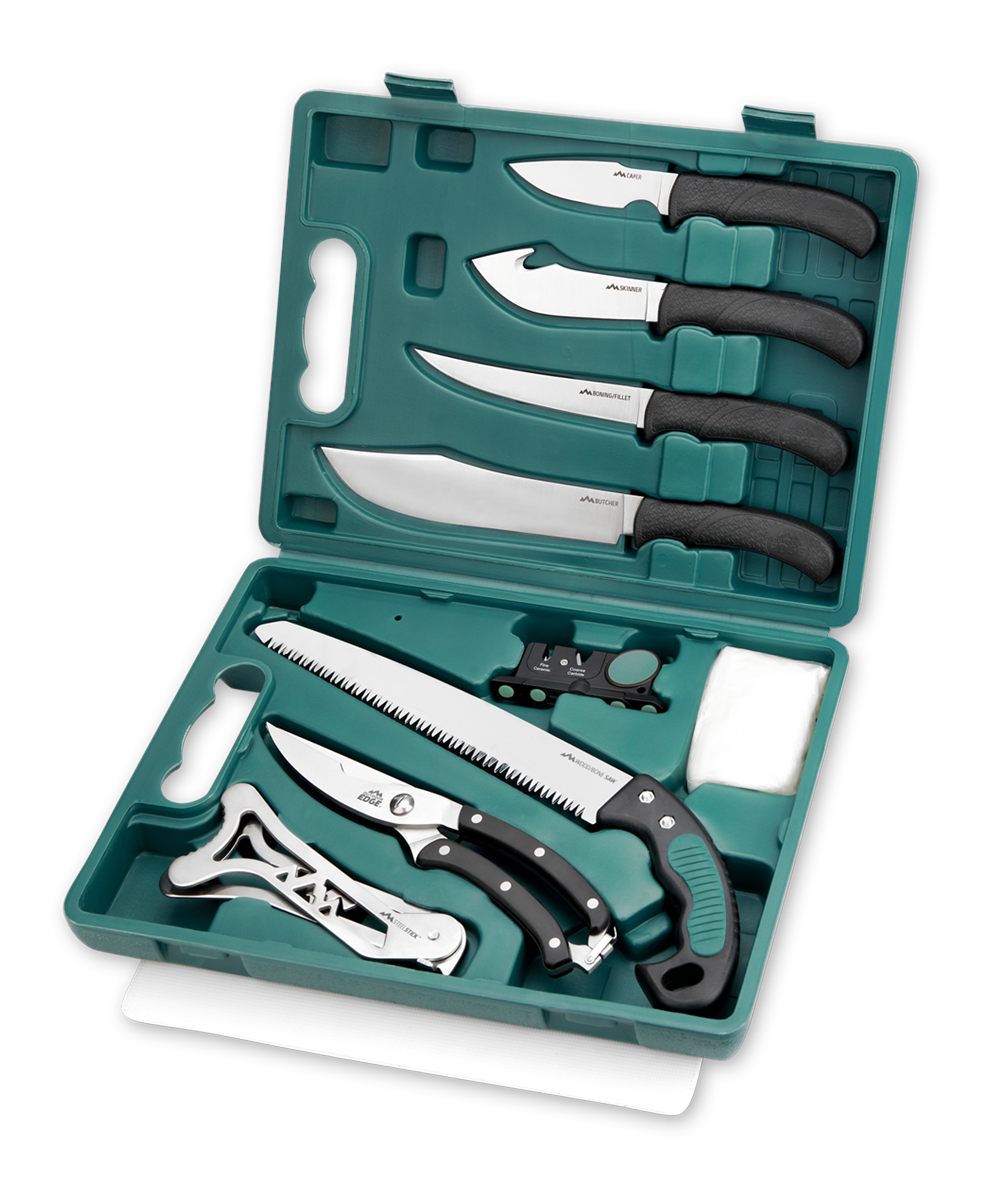 Outdoor Edge Game-Pro 11-Piece Butcher Knife Set | Caping Boning Knives, De