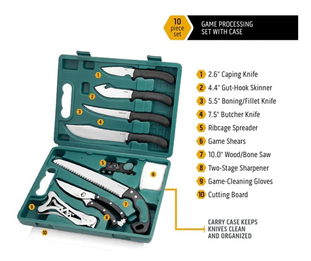 Outdoor Edge Game-Pro 11-Piece Butcher Knife Set | Caping Boning Knives, De view 4
