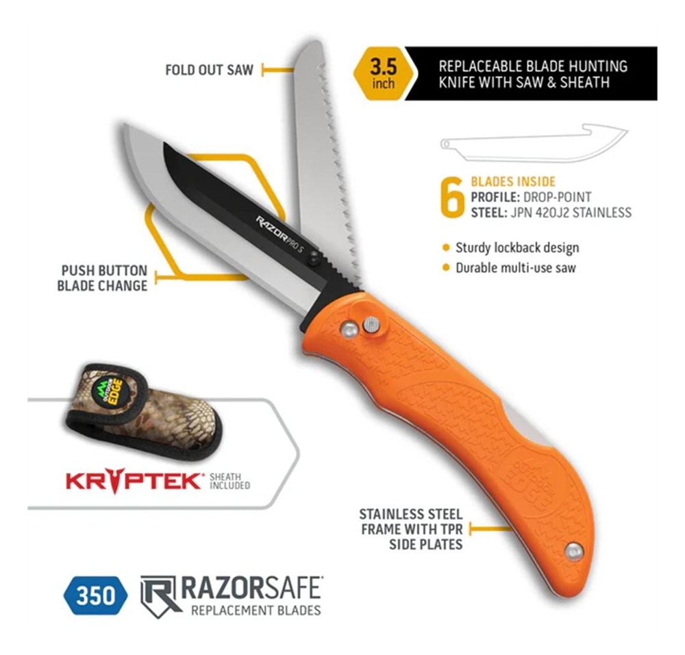 Outdoor Edge RazorPro S Replaceable Blade Folding Knife 3-1/2in Drop Point