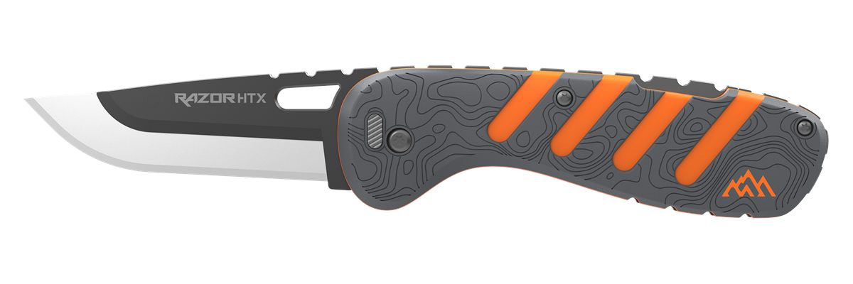 Outdoor Edge HTX30Y6C Razor 3in Folding Plain 420J2 SS Blade Gray/Orange