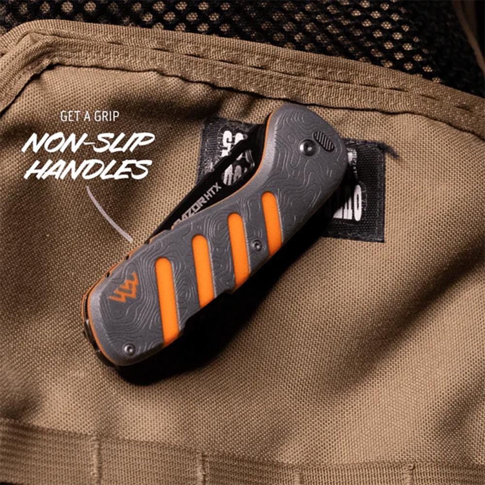 Outdoor Edge HTX30Y6C Razor 3in Folding Plain 420J2 SS Blade Gray/Orange view 2