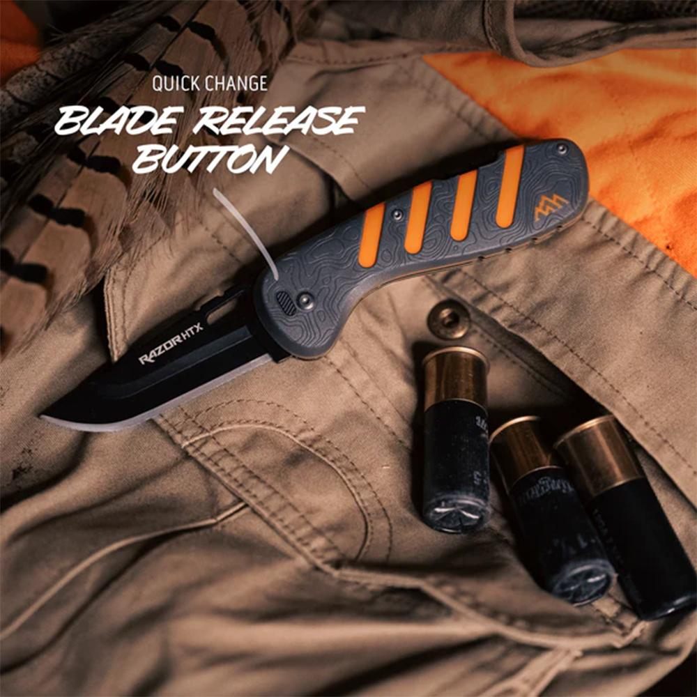 Outdoor Edge HTX30Y6C Razor 3in Folding Plain 420J2 SS Blade Gray/Orange view 6