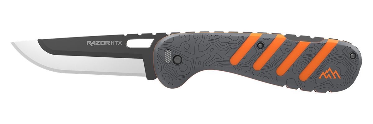 Outdoor Edge HTX35Y6C Razor 3.50in Folding Plain 420J2 SS Blade Gray/Orange