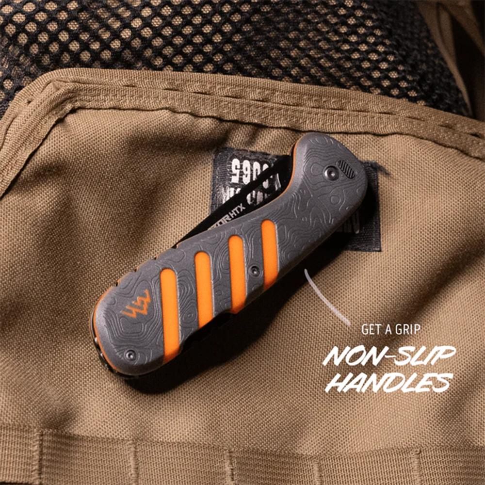 Outdoor Edge HTX35Y6C Razor 3.50in Folding Plain 420J2 SS Blade Gray/Orange view 2