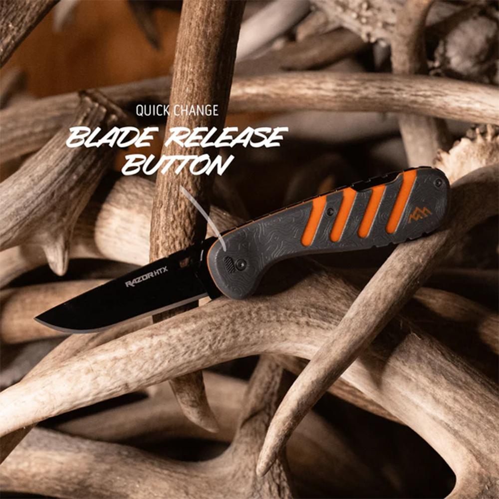 Outdoor Edge HTX35Y6C Razor 3.50in Folding Plain 420J2 SS Blade Gray/Orange view 6