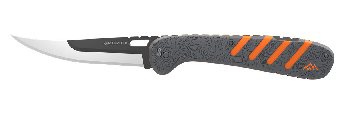 Outdoor Edge HTX50Y6C Razor 5in Folding Plain 420J2 SS Blade Gray/Orange