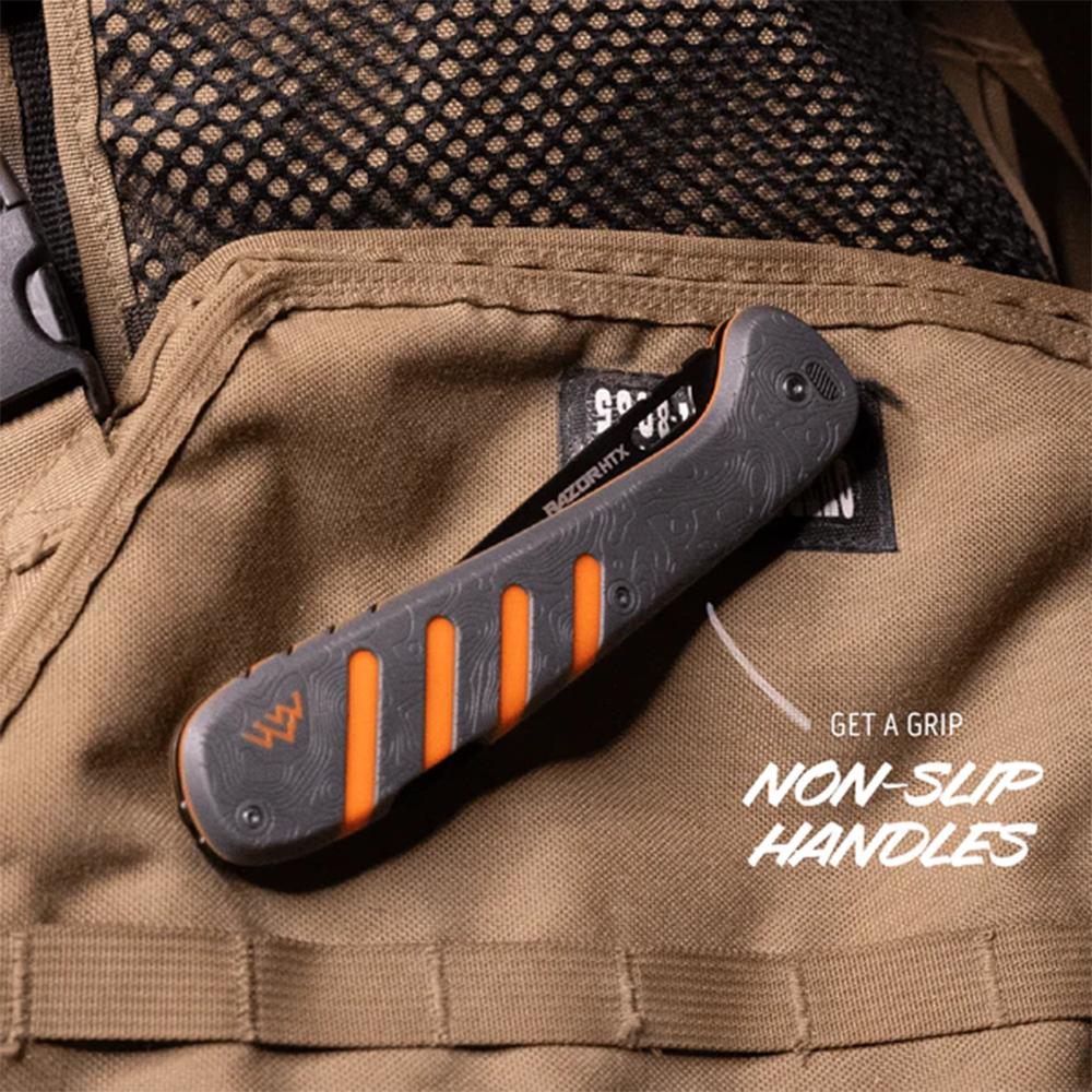 Outdoor Edge HTX50Y6C Razor 5in Folding Plain 420J2 SS Blade Gray/Orange view 2