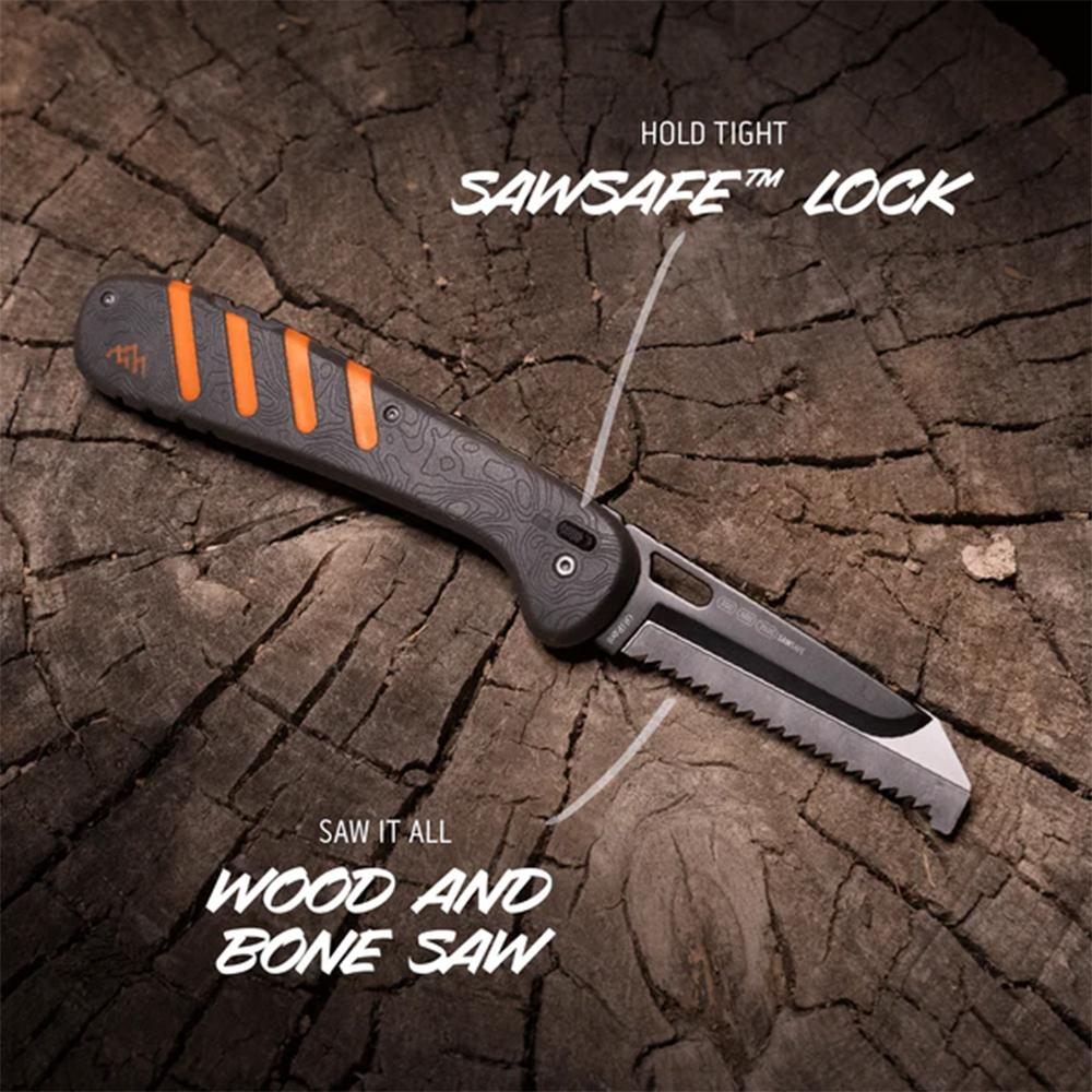 Outdoor Edge HTX50Y6C Razor 5in Folding Plain 420J2 SS Blade Gray/Orange view 4