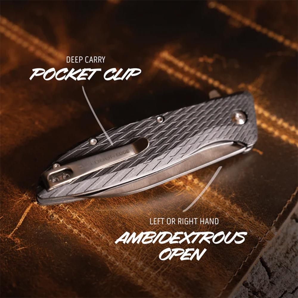 Outdoor Edge BR1C Brutus 3.30in Folding Sheepsfoot Plain 4 Cr14 MoV Blade G view 2