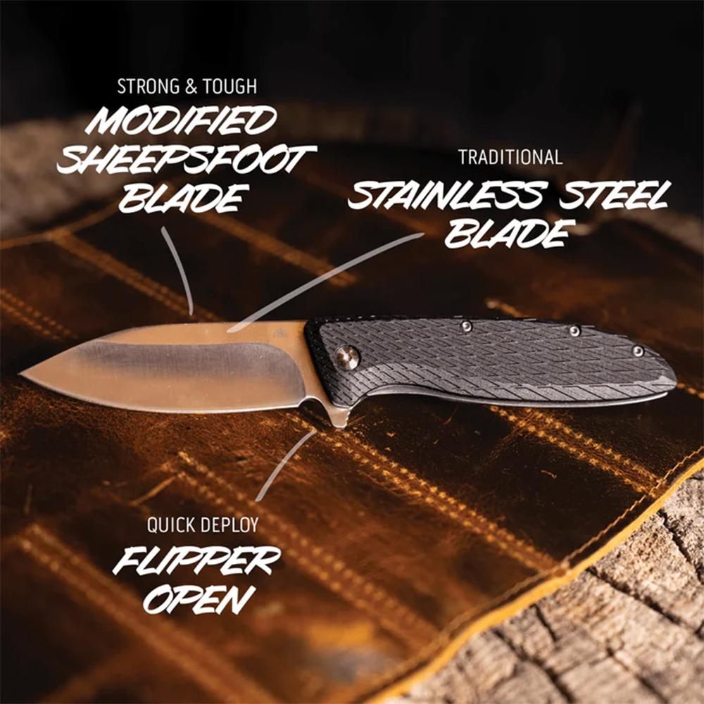 Outdoor Edge BR1C Brutus 3.30in Folding Sheepsfoot Plain 4 Cr14 MoV Blade G view 3