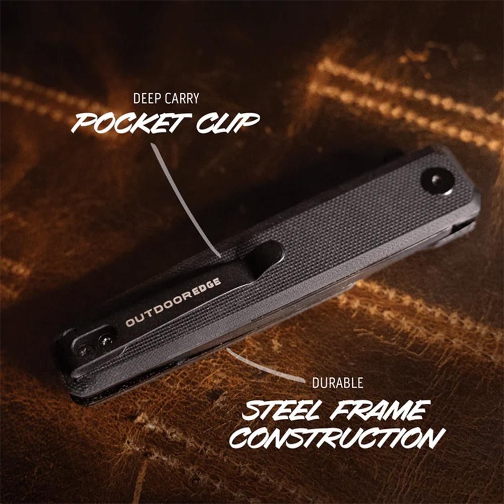 Outdoor Edge PL2C Peleus 3.10in Folding Clip Point Plain Black Oxide 8 Cr13 view 3