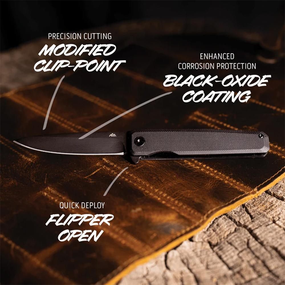 Outdoor Edge PL2C Peleus 3.10in Folding Clip Point Plain Black Oxide 8 Cr13 view 4