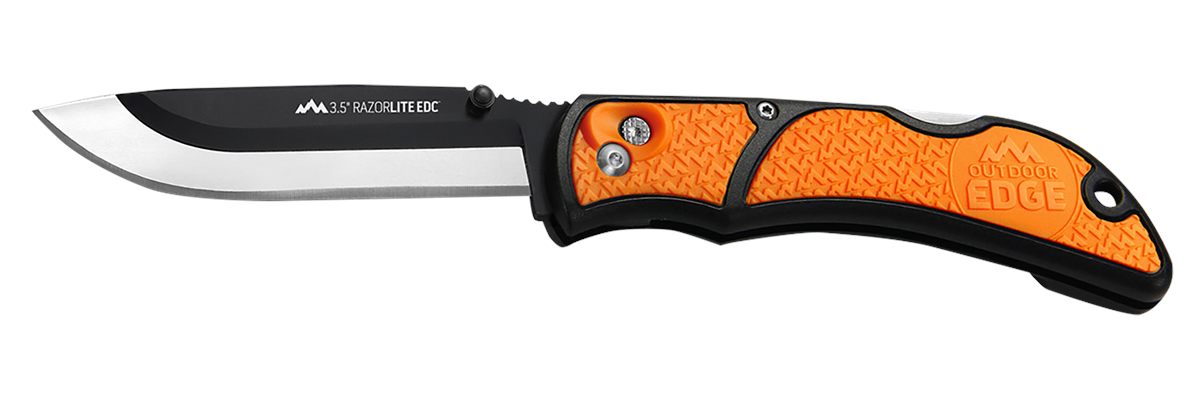 Outdoor Edge RLB30C RazorLite 3.50in Folding Drop Point Tanto Plain 420J2 S