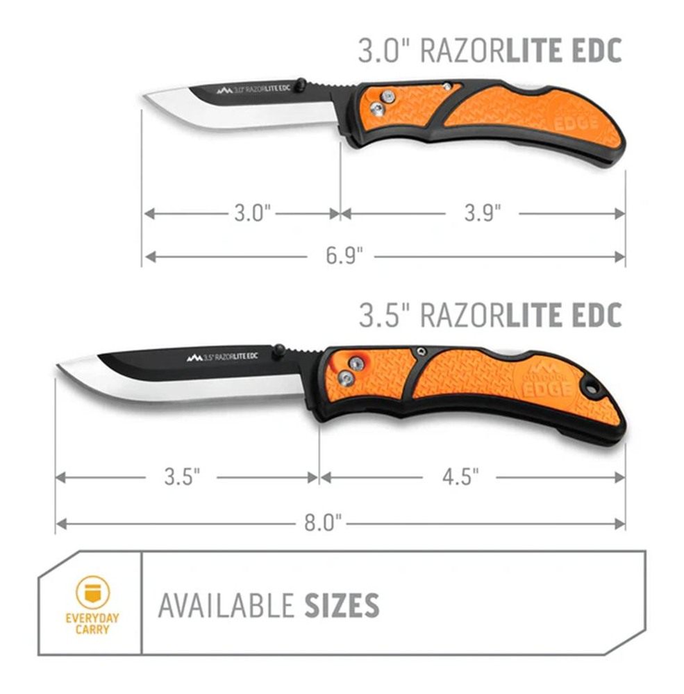 Outdoor Edge RLB30C RazorLite 3.50in Folding Drop Point Tanto Plain 420J2 S view 4