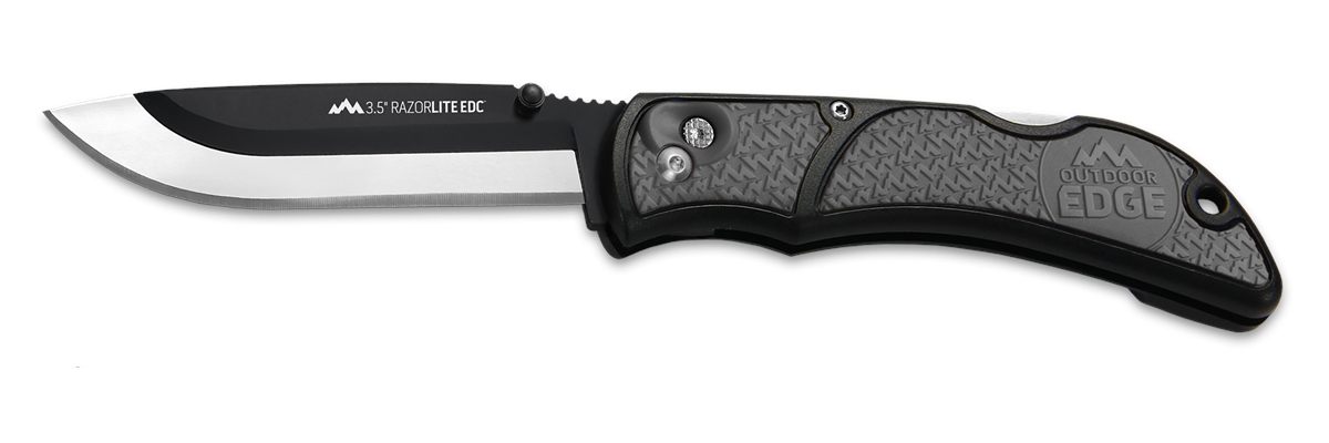 Outdoor Edge RLY50C RazorLite 3.50in Folding Drop Point Tanto Plain 420J2 S