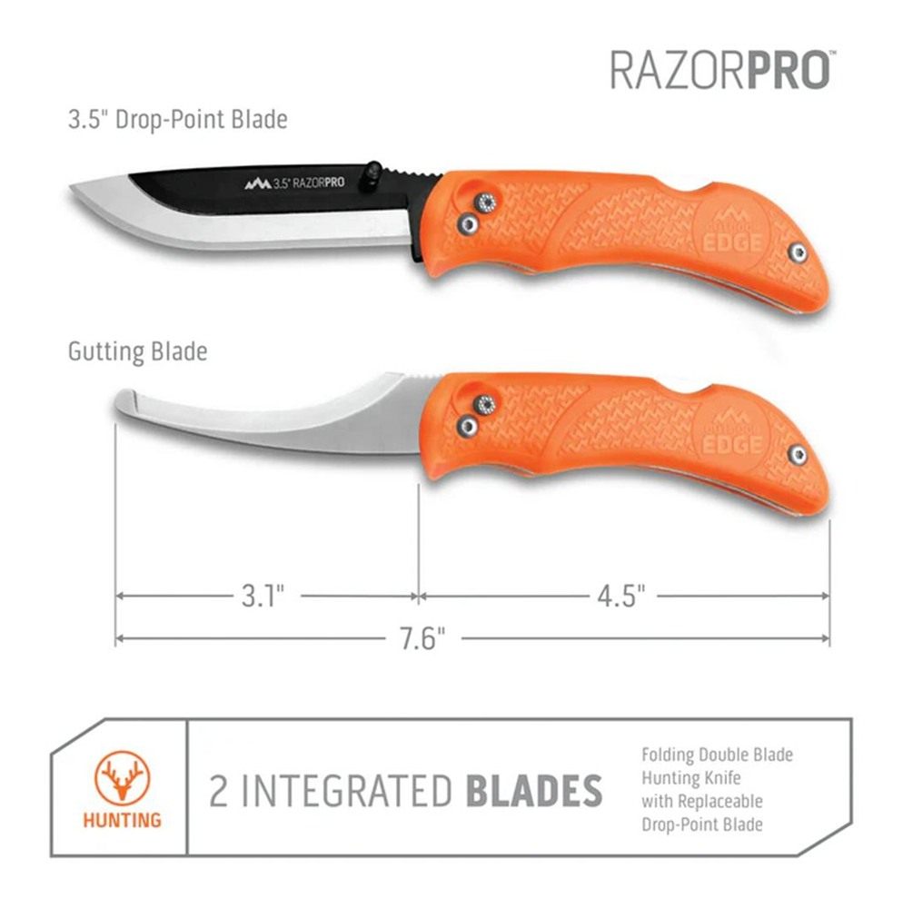 Outdoor Edge RazorPro G Saw Combo Hunting Knife Folding 3-1/2in Drop Point view 2
