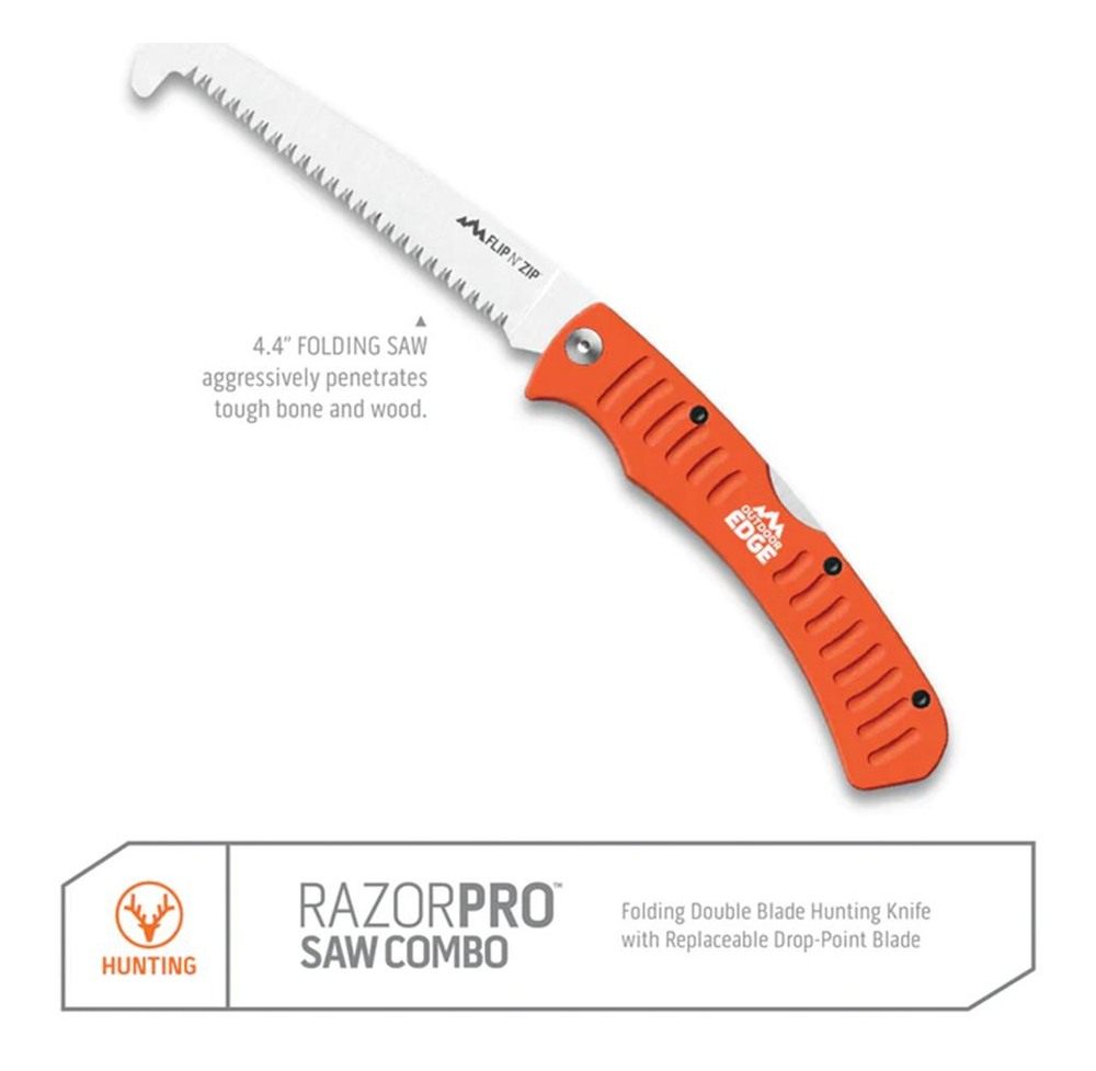 Outdoor Edge RazorPro G Saw Combo Hunting Knife Folding 3-1/2in Drop Point view 4