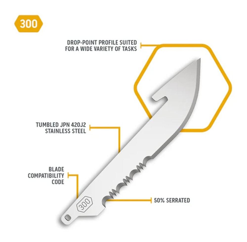 Outdoor Edge 3in Drop Point Blade Pack Half Serration Stainless 6/ct view 3