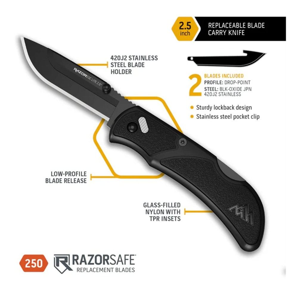 Outdoor Edge RazorEDC Lite Replaceable Blade Folding Knife 2-1/2in Drop Poi view 2