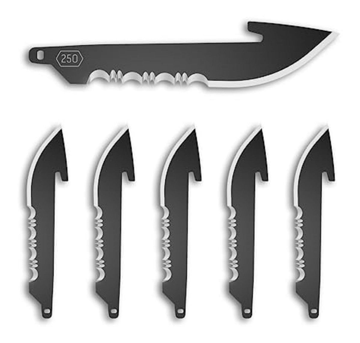 Outdoor Edge 2.5in Drop-Point with Serrations Blade Pack (Black, 6 Compatib