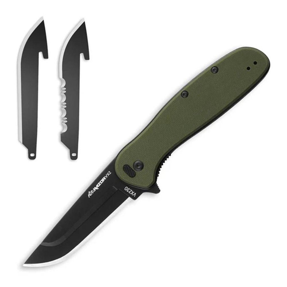 Outdoor Edge Razor VX2 Replaceable Blade Folding Knife 3in Drop Point Green view 6