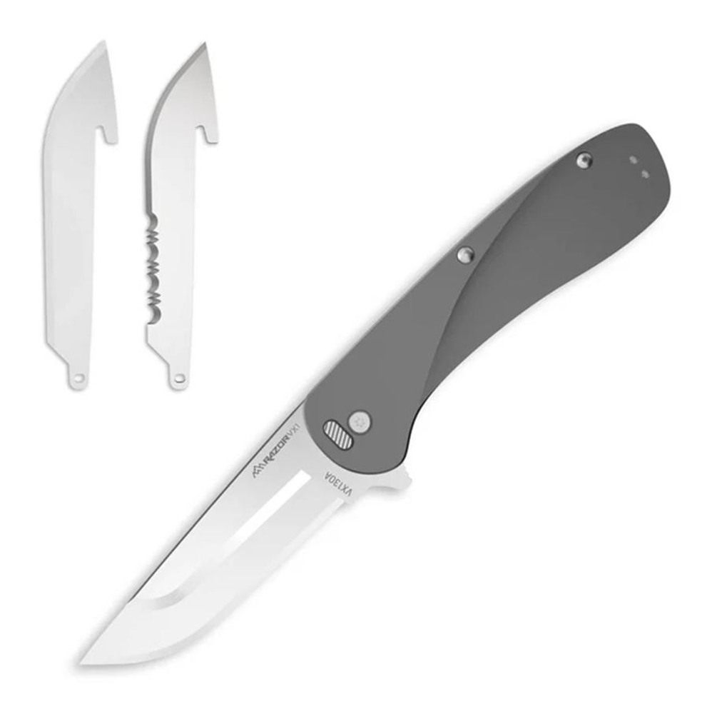 Outdoor Edge Razor VX1 (Gray) 3in Replacable Blade Spring Assist EDC Knife view 4