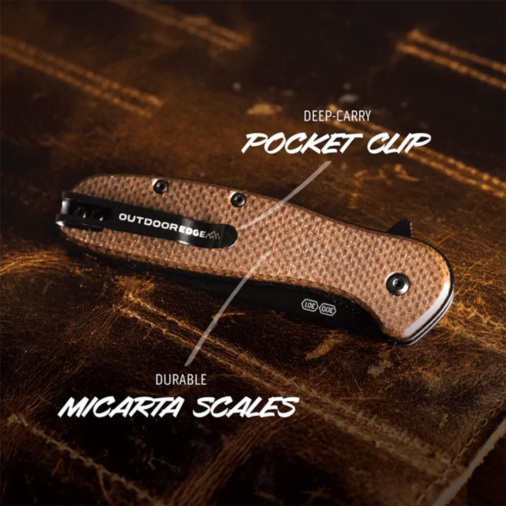Outdoor Edge Razor VX2(BRN Burlap Micata ) 3in Repl. Blade Spring Assist ED view 2