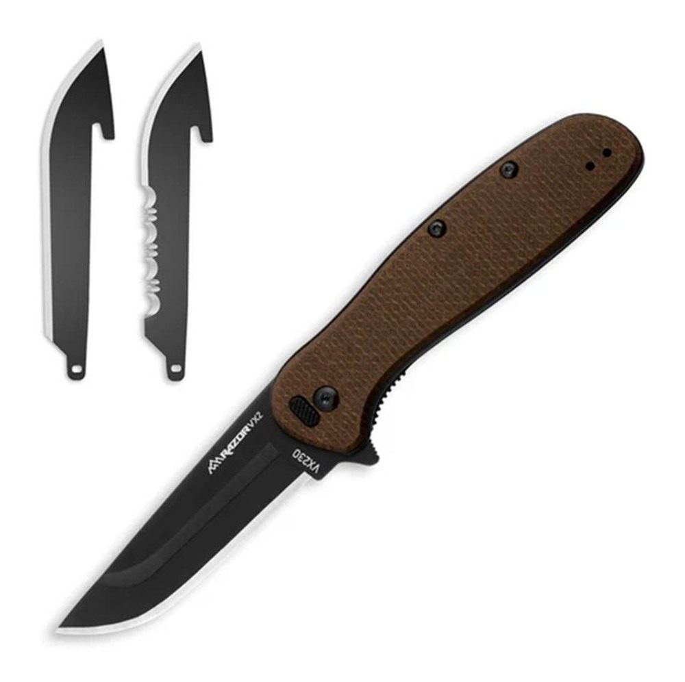 Outdoor Edge Razor VX2(BRN Burlap Micata ) 3in Repl. Blade Spring Assist ED view 6