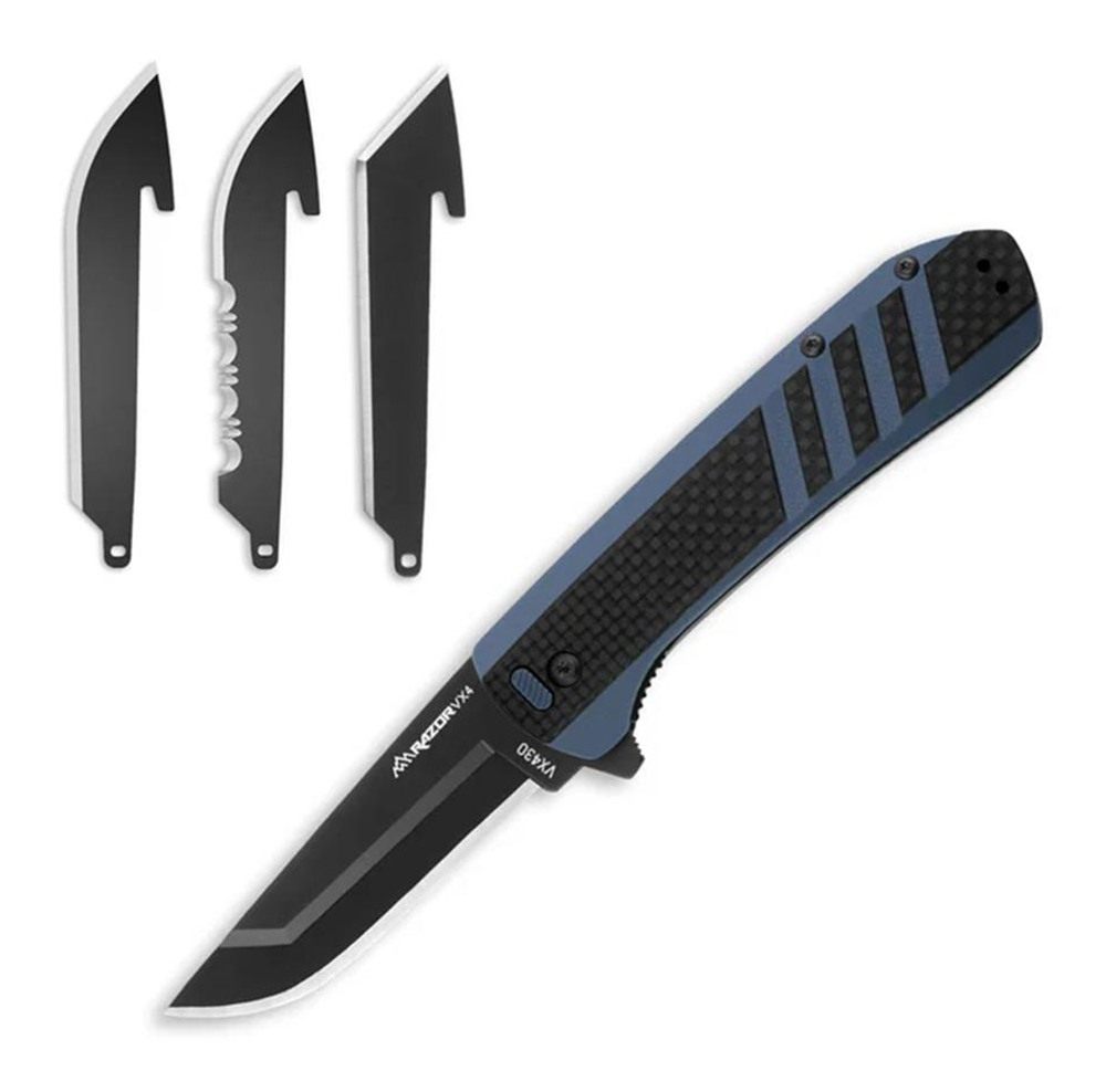 Outdoor Edge Razor VX4 Replaceable Blade Folding Knife 3in Drop Point Blue view 5