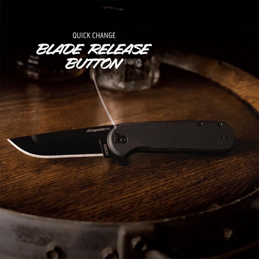 Outdoor Edge Razor VX2 Replaceable Blade Folding Knife 3in Drop Point Black view 3
