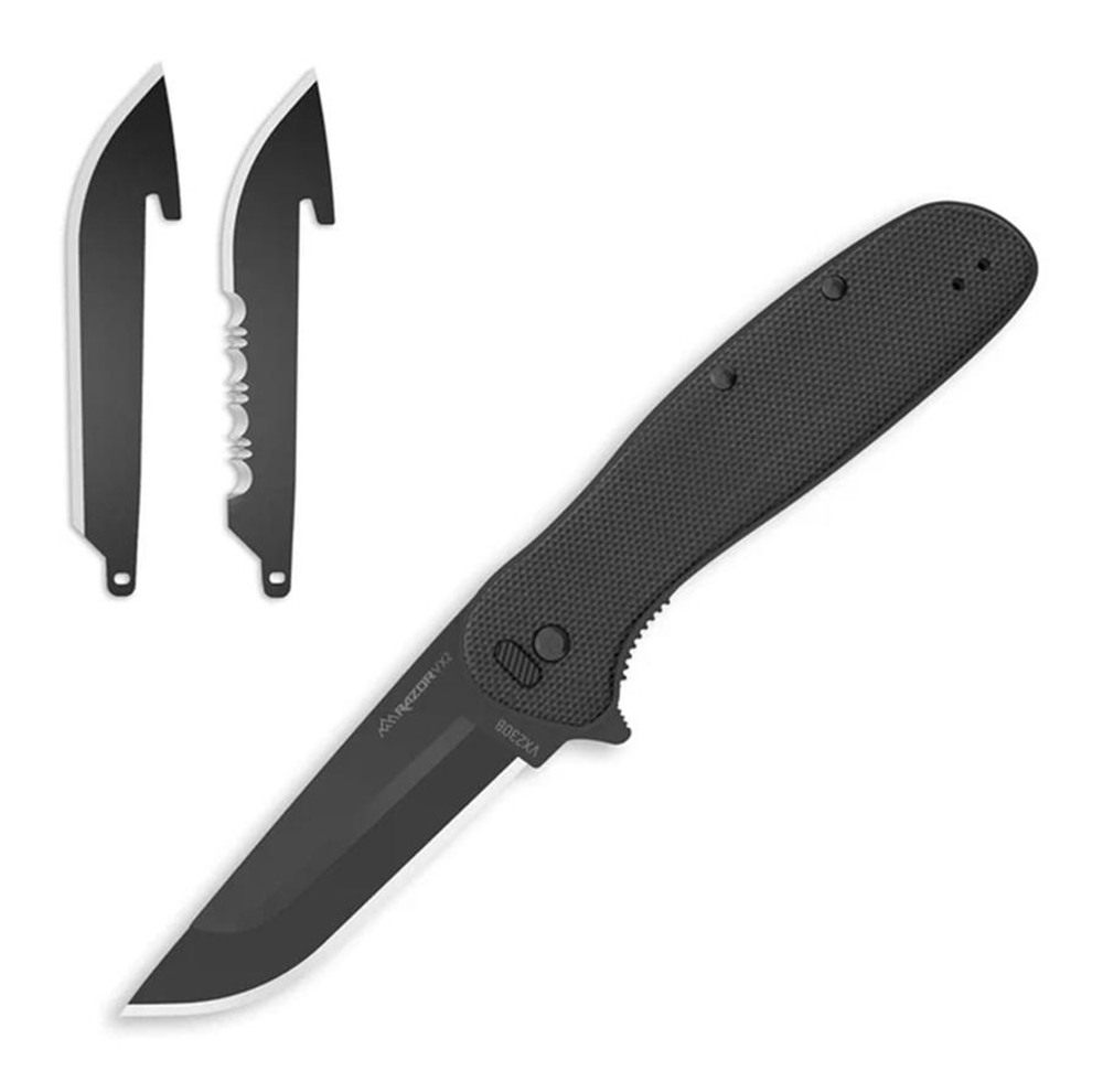 Outdoor Edge Razor VX2 Replaceable Blade Folding Knife 3in Drop Point Black view 4