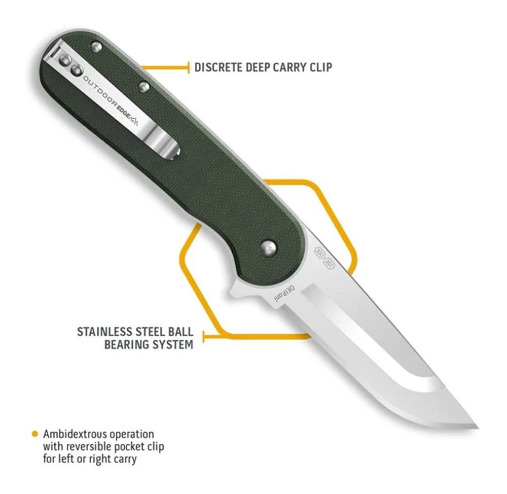 Outdoor Edge Razor VX3 (Green Micarta)3in Replacable Blade Ball Bearings ED view 3