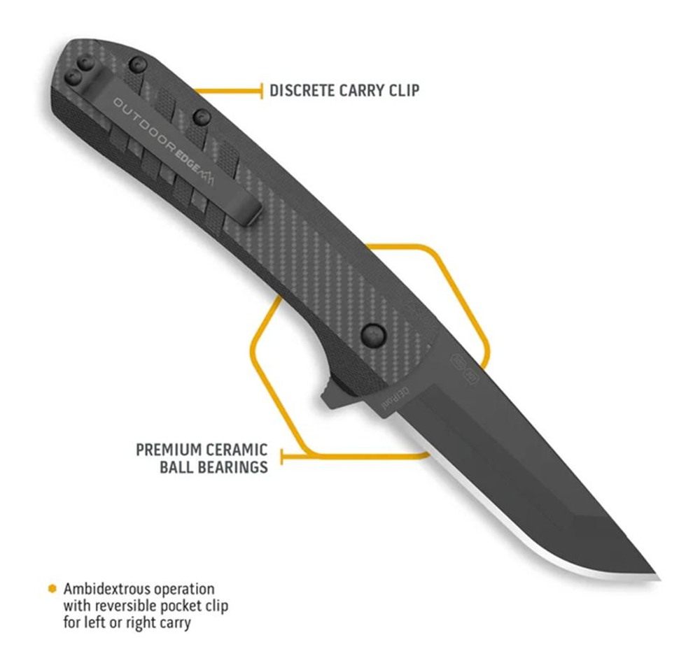 Outdoor Edge Razor VX4 (Carbon Wave) 3in Replacable Blade Ball Bearings EDC view 2