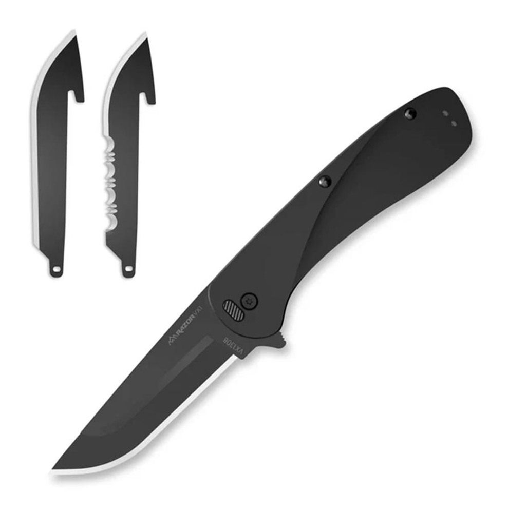 Outdoor Edge Razor VX1 (Black) 3in Replacable Blade Spring Assist EDC Knife view 4